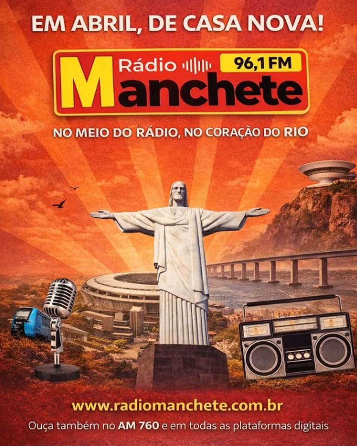 Rádio Manchete FM prepara estreia em 96.1 FM para o dia 13 de abril