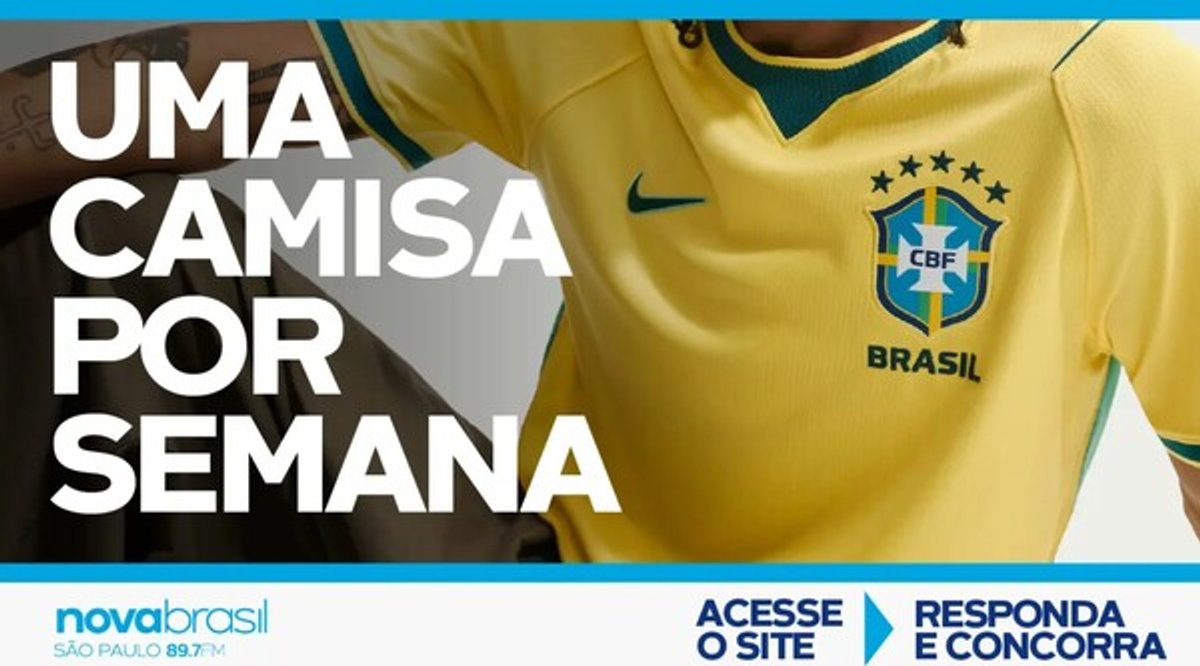 Novabrasil FM lança promoção que vai premiar ouvintes com camisetas oficiais durante a Copa do Mundo