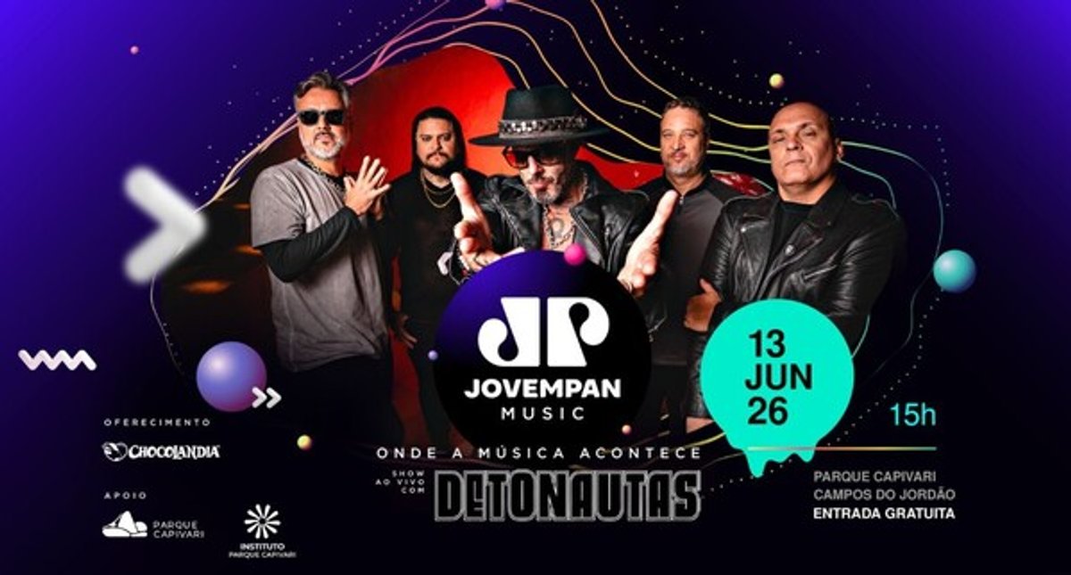 Jovem Pan anuncia estreia do projeto Jovem Pan Music com show gratuito do Detonautas em Campos do Jordão