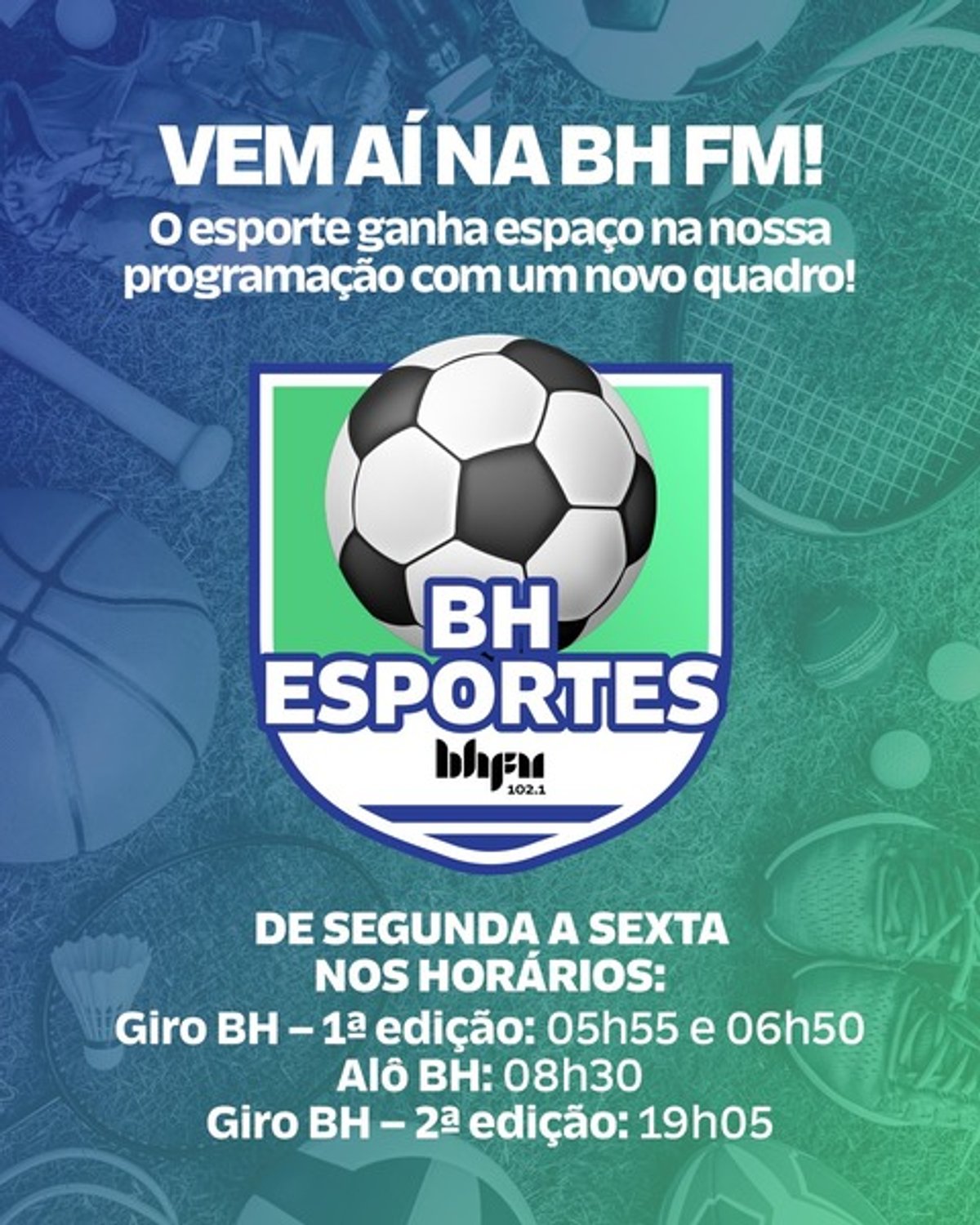 BH FM estreia quadro esportivo em sua programação a partir da próxima segunda-feira (16)