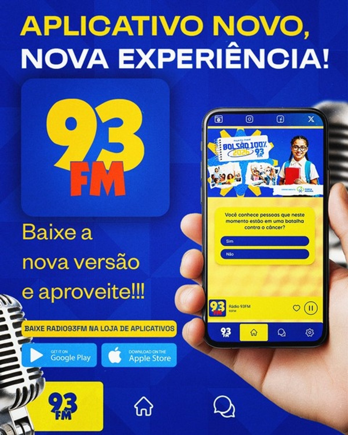 93 FM lança novo aplicativo oficial com visual moderno e recursos interativos no Rio de Janeiro