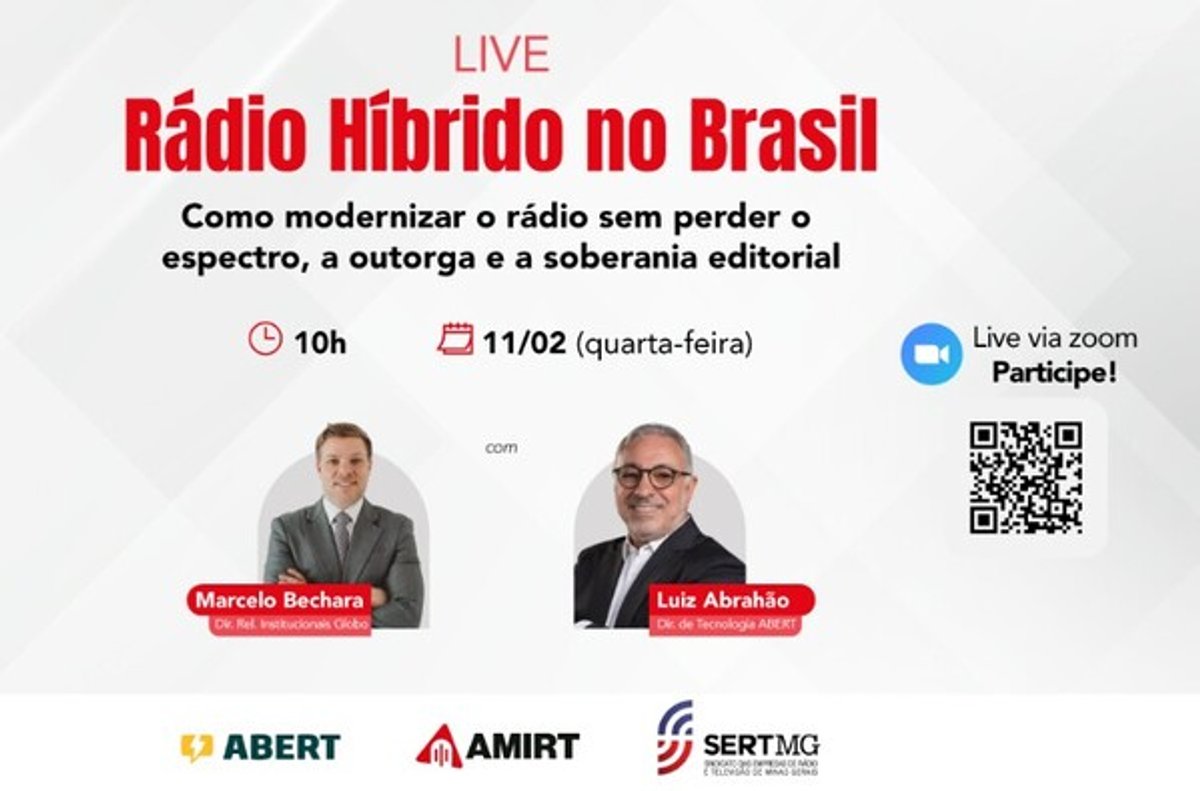 ABERT e AMIRT realizam live sobre Rádio Híbrido e o futuro da radiodifusão no Brasil
