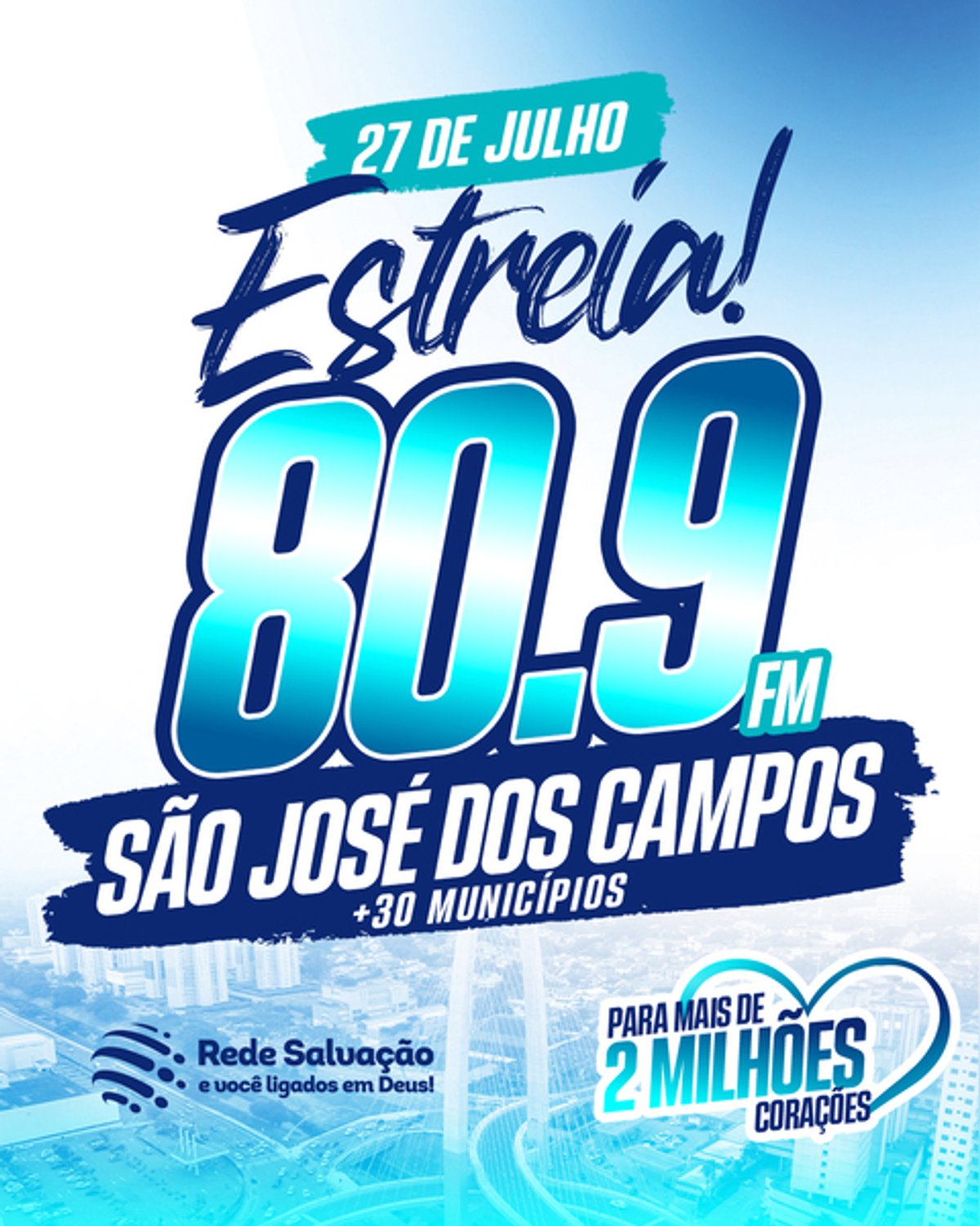 Rede Salvação FM confirma estreia em São José dos Campos e amplia cobertura no Vale do Paraíba