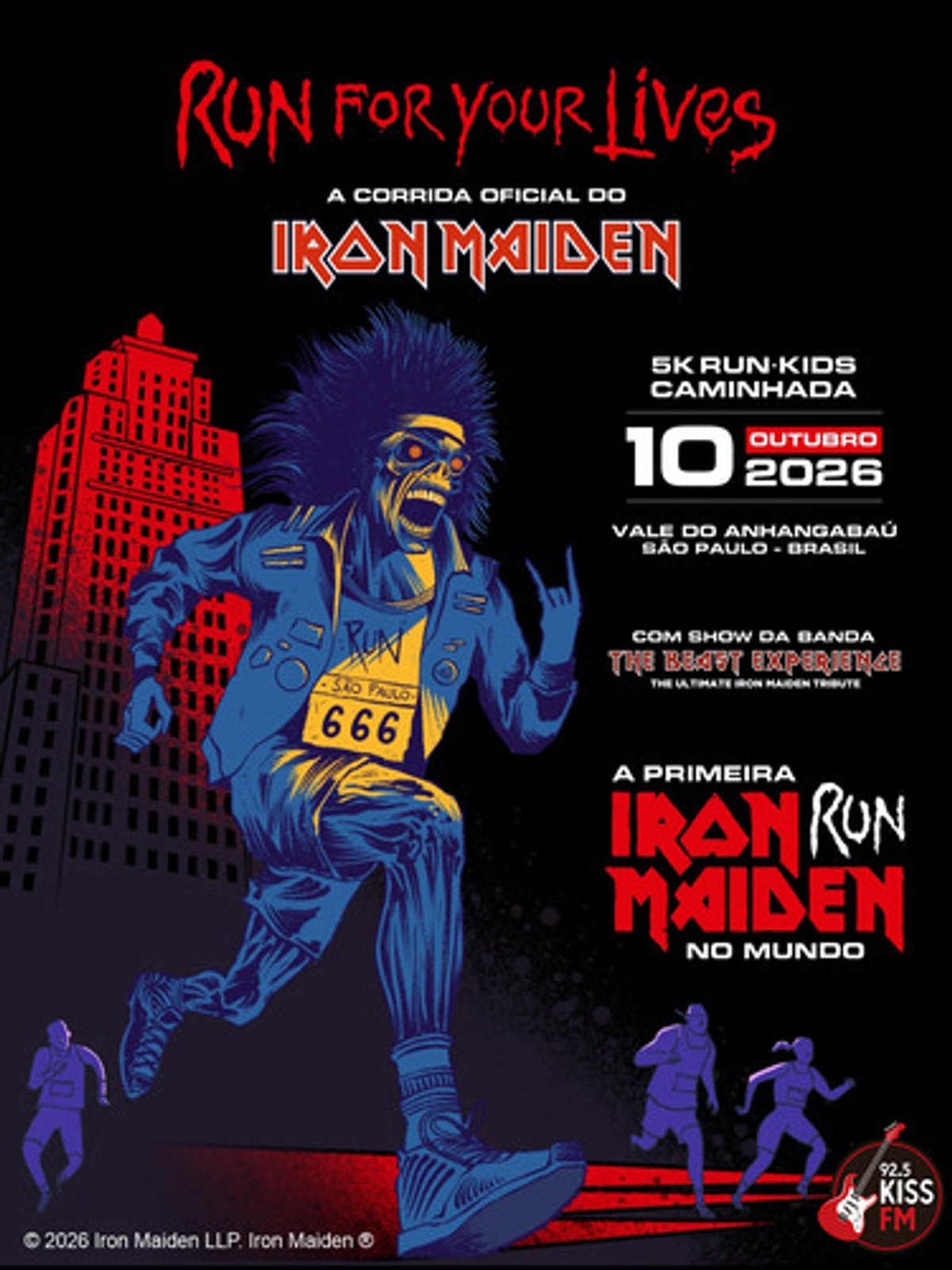 Kiss FM apoia primeira corrida oficial do Iron Maiden no mundo, marcada para outubro em São Paulo